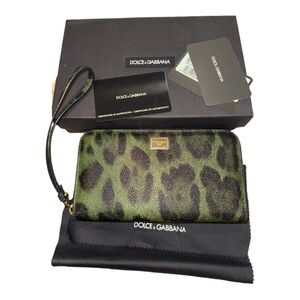 Dolce & Gabbana Full Inclusion Green Print Wallet